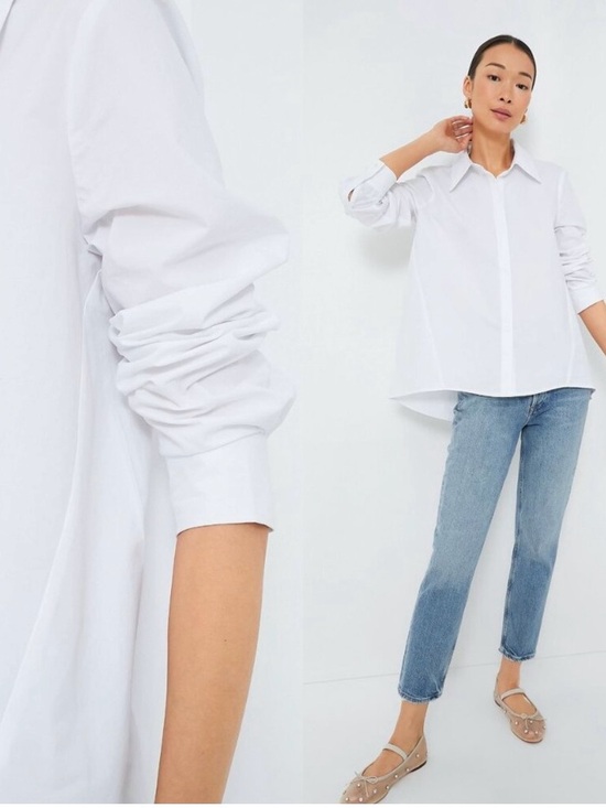 Tuckernuck Tops - Tuckernuck White Nina Swing Oversized Collared Cotton Button Down Size M